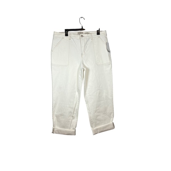 NWT Logo Lori Goldstein Boyfriend Straight Leg, White Jeans, Size 16T - Picture 1 of 8